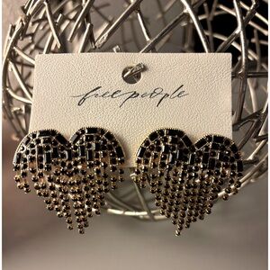 Free People Hearts On Fire Earrings in black NWT